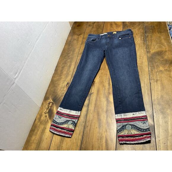 Pilcro And The Letterpress Women’s Cropped Jeans Colorful Cuff No.27 Stet - Picture 1 of 10